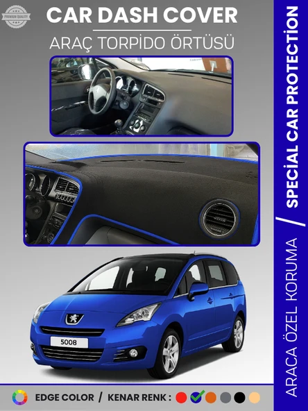 PEUGEOT 5008 (2011-2014) Torpido Örtüsü Panel Koruma Torpido Koruma Tam Uyum Kaymaz Özel Kesim ürün görseli 1