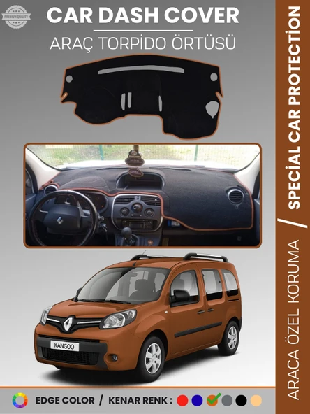RENAULT KANGOO (2009-2019) Torpido Örtüsü Ön Göğüs Koruma Torpido Koruma Araca Özel Tam Uyum Kaymaz ürün görseli 1