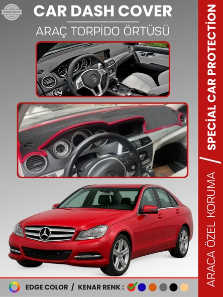MERCEDES C CLASS W204 (2007-2014) Torpido Örtüsü Premium Kalite Özel Kesim UV Koruma ürün görseli 1