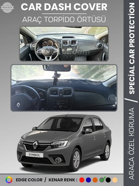 RENAULT SYMBOL 3 SAKLAMA GÖZSÜZ (2013-2021) Torpido Örtüsü Ön Göğüs Halı Torpido Koruma Tam Uyum ürün görseli 1