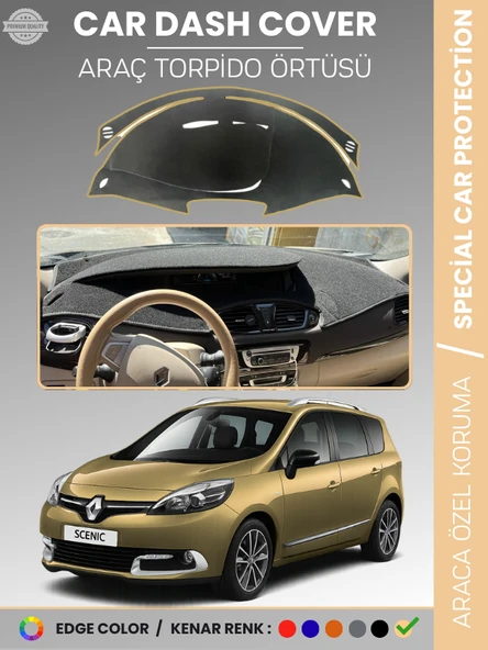 RENAULT SCENIC 3 (2009-2016) Torpido Örtüsü Ön Göğüs Koruma Torpido Koruma Tam Uyum Çatlamayı Önler ürün görseli 1