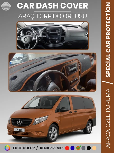 MERCEDES VITO W447 (2014-2023) Torpido Örtüsü Premium Kalite Torpido Koruma Özel Kesim UV Koruma ürün görseli 1