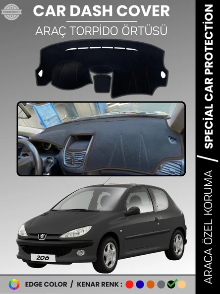 PEUGEOT 206 MAKYAJLI KASA (2003-2009) Torpido Örtüsü Ön Göğüs Torpido Koruma Birebir Uyum Kaymaz ürün görseli 1