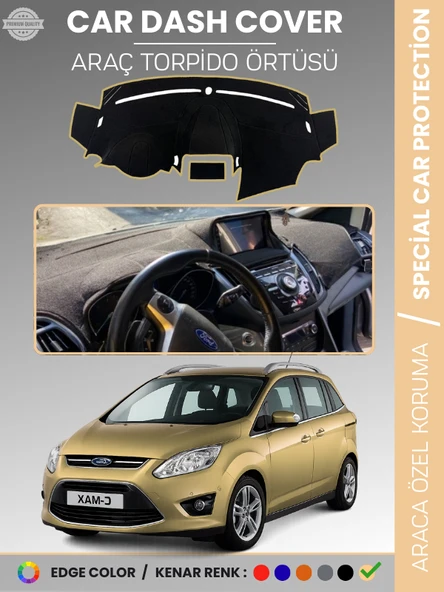 FORD C-MAX DOUBLE EKRAN (2010-2014) Torpido Örtüsü  Araca Özel Tam Uyum Kaymaz Kolay Montaj ürün görseli 1