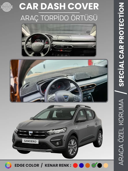 DACIA SANDERO EKRANSIZ BJI KASA (2021-2024) Torpido Örtüsü Ön Göğüs Koruma Araca Özel Tam Uyum ürün görseli 1