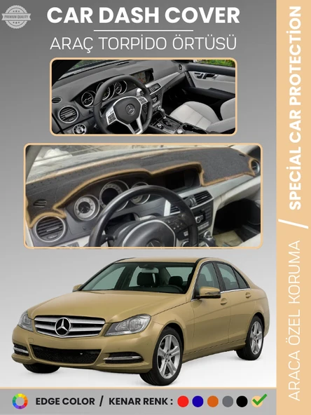 MERCEDES C CLASS W204 (2007-2014) Torpido Örtüsü Premium Kalite Özel Kesim UV Koruma ürün görseli 1