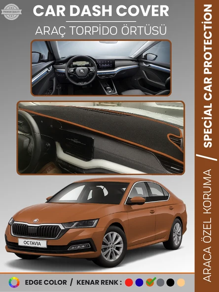 SKODA OCTAVIA A8 (2020-2024) Torpido Örtüsü Ön Göğüs Halı Torpido Koruma Tam Uyum Kaymaz UV Koruma ürün görseli 1