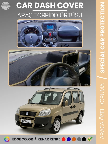FIAT DOBLO (2000-2008) DOUBLE EKRAN AIRBAGSİZ Torpido Örtüsü Ön Göğüs Koruma Araca Özel Tam Uyum ürün görseli 1