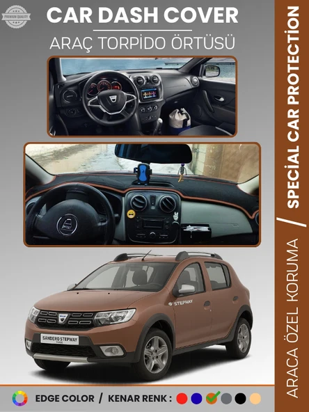 DACIA SANDERO STEPWAY (2015-2021) Torpido Örtüsü Ön Göğüs Koruma  Tam Uyum Kaymaz Kolay Montaj ürün görseli 1