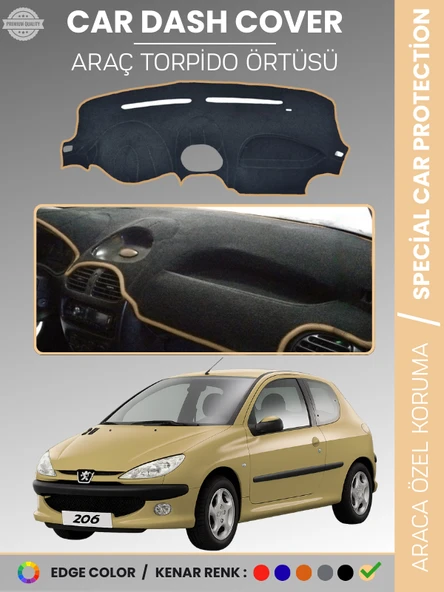 PEUGEOT 206 KÜÇÜK EKRAN (1998-2003) Torpido Örtüsü Ön Göğüs Torpido Koruma Birebir Uyum Kaymaz ürün görseli 1