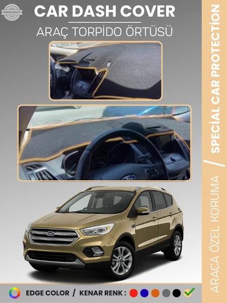 FORD KUGA (2015-2019) Torpido Örtüsü Ön Göğüs Torpido Koruma Tam Uyum Kaymaz Kolay Montaj ürün görseli 1
