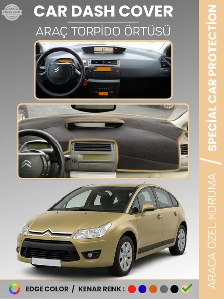 CITROEN C4 (2004-2009) Torpido Örtüsü Ön Göğüs Torpido Koruma Tam Uyum Çatlamayı Önler Kolay Montaj ürün görseli 1