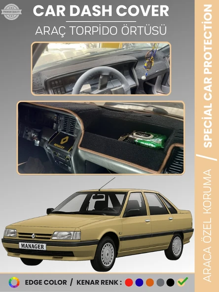 RENAULT 21 MANAGER Torpido Örtüsü Ön Göğüs Koruma Torpido Koruma Araca Özel Tam Uyum Kaymaz ürün görseli 1