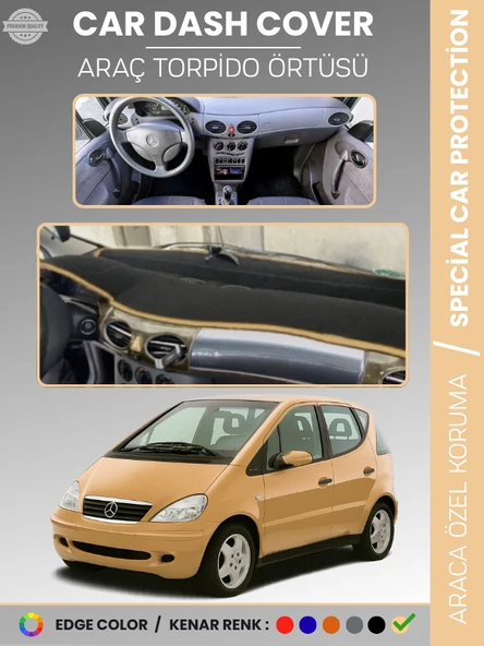 MERCEDES A CLASS W168 (1997-2004) Torpido Örtüsü Premium Kalite Torpido Koruma Özel Kesim UV Koruma ürün görseli 1