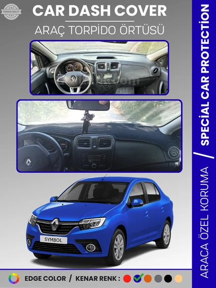 RENAULT SYMBOL 3 SAKLAMA GÖZSÜZ (2013-2021) Torpido Örtüsü Ön Göğüs Halı Torpido Koruma Tam Uyum ürün görseli 1