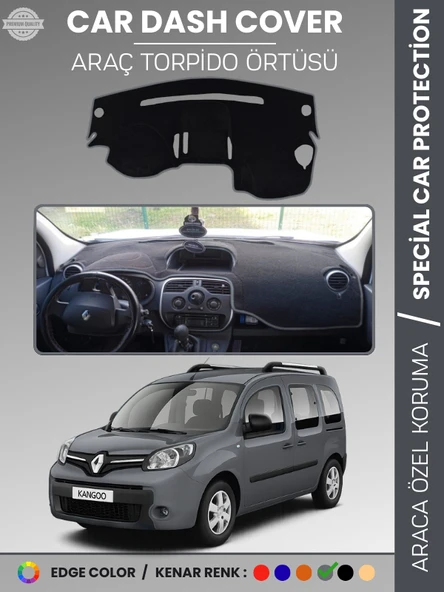 RENAULT KANGOO (2009-2019) Torpido Örtüsü Ön Göğüs Koruma Torpido Koruma Araca Özel Tam Uyum Kaymaz ürün görseli 1