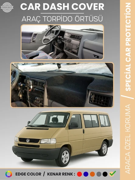 VOLKSWAGEN TRANSPORTER T4 (1990-2003) Torpido Örtüsü Ön Göğüs Koruma Torpido Koruma Tam Uyum Kaymaz ürün görseli 1