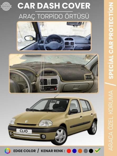 RENAULT CLIO 2 EKRANLI (2001-2012) Torpido Örtüsü Ön Göğüs Koruma Torpido Koruma Araca Özel ürün görseli 1