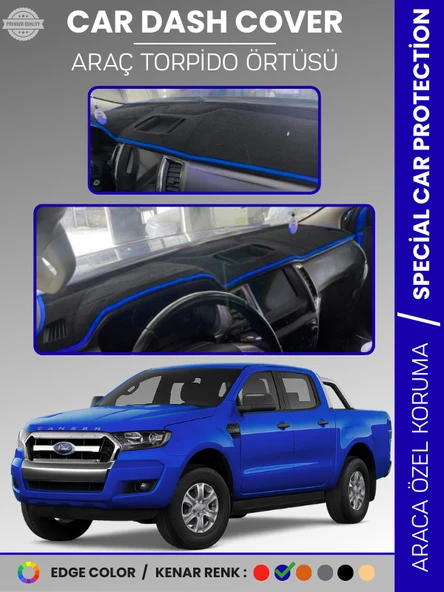 FORD RANGER (2018-2019) Torpido Örtüsü Ön Göğüs Koruma Torpido Koruma Tam Uyum Kaymaz Kolay Montaj ürün görseli 1