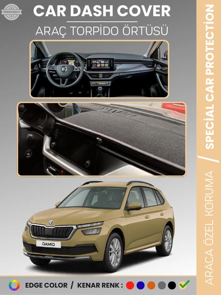 SKODA KAMIQ (2019-2024) Torpido Örtüsü Ön Göğüs Halı Torpido Koruma Birebir Uyum Kaymaz UV Koruma ürün görseli 1