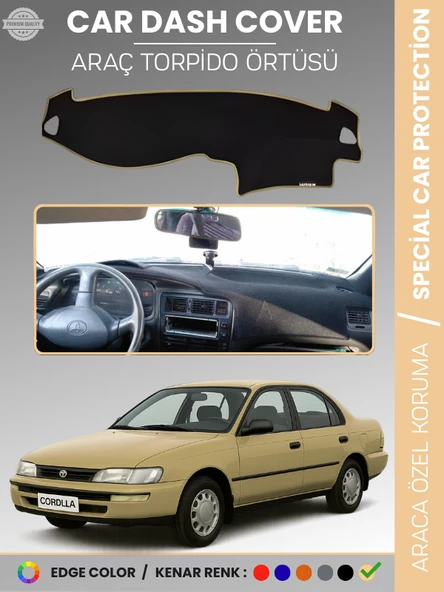 TOYOTA COROLLA E100 (1991-1995) Torpido Örtüsü Ön Göğüs Koruma Araca Özel Çatlamayı Önler Kaymaz ürün görseli 1