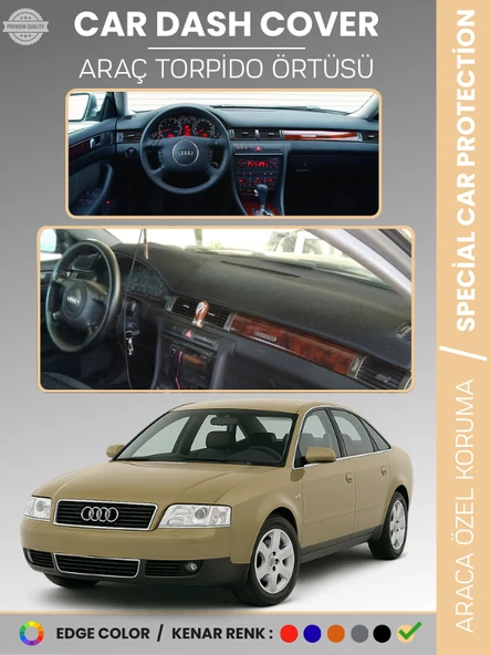 AUDI A6 (1997-2004) Torpido Örtüsü Ön Göğüs Koruma Torpido Koruma Araca Özel Kaymaz Kolay Montaj ürün görseli 1