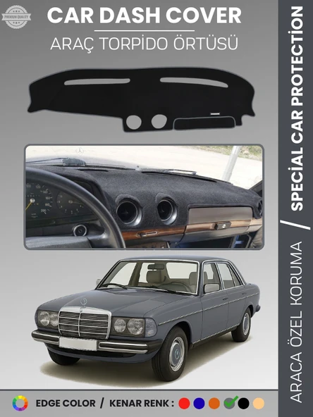 MERCEDES E SERİSİ W123 (1976-1985) Torpido Örtüsü Premium Kalite Torpido Koruma Özel Kesim UV Koruma ürün görseli 1