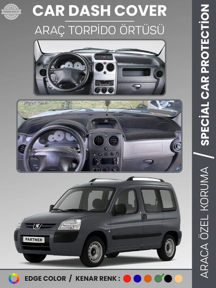 PEUGEOT PARTNER (2002-2008) Torpido Örtüsü Panel Koruma Torpido Koruma Tam Uyum Kaymaz Özel Kesim ürün görseli 1