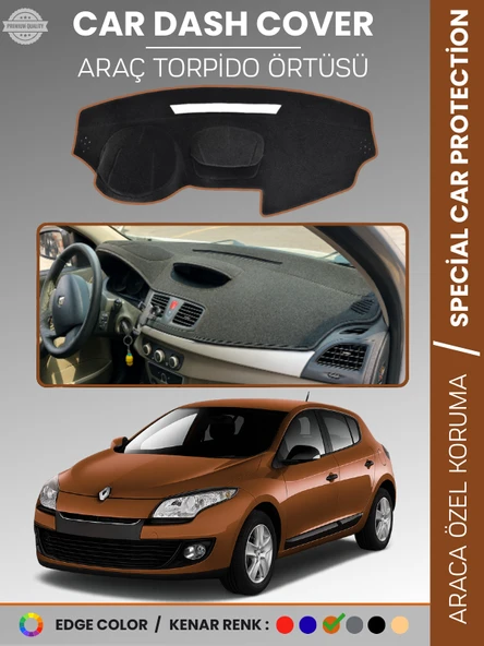 RENAULT MEGANE 3 NAVİGASYONSUZ (2009-2016) Torpido Örtüsü Ön Göğüs Koruma Torpido Koruma Araca Özel ürün görseli 1