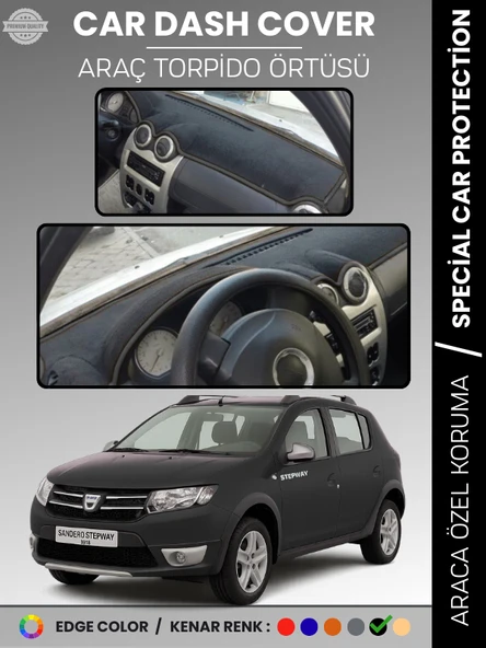 DACIA SANDERO STEPWAY (2010-2015) Torpido Örtüsü Ön Göğüs Koruma  Tam Uyum Kaymaz Kolay Montaj ürün görseli 1