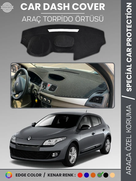 RENAULT MEGANE 3 NAVİGASYONSUZ (2009-2016) Torpido Örtüsü Ön Göğüs Koruma Torpido Koruma Araca Özel ürün görseli 1