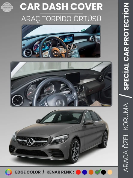 MERCEDES C-CLASS W205 (2014-2020) Torpido Örtüsü Premium Kalite Torpido Koruma Özel Kesim UV Koruma ürün görseli 1