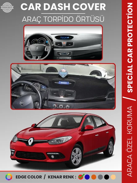 RENAULT FLUENCE NAVİGASYONSUZ KÜÇÜK EKRANLI (2009-2013) Torpido Örtüsü Göğüs Koruma ürün görseli 1
