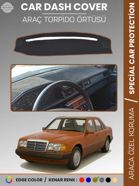 MERCEDES E SERİSİ W124 (1984-1995) Torpido Örtüsü Premium Kalite Torpido Koruma Özel Kesim UV Koruma ürün görseli 1