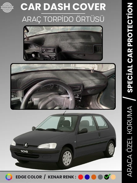 PEUGEOT 106 (1991-2003) Torpido Örtüsü Ön Göğüs Torpido Koruma Birebir Uyum Kaymaz Özel Kesim ürün görseli 1