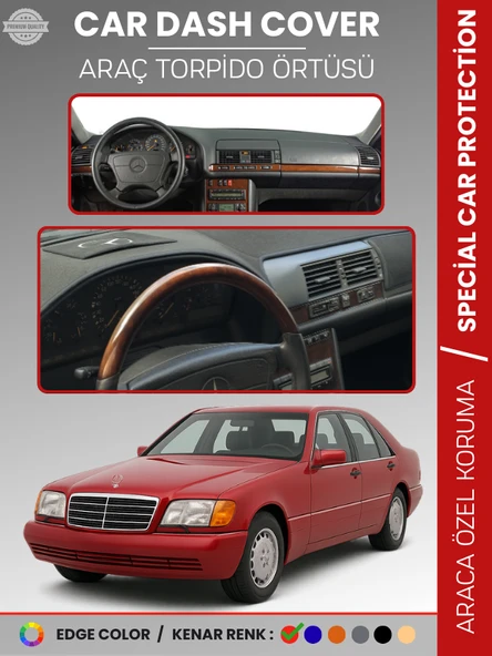 MERCEDES S CLASS W140 (1991-1998) Torpido Örtüsü Premium Kalite Torpido Koruma Özel Kesim UV Koruma ürün görseli 1