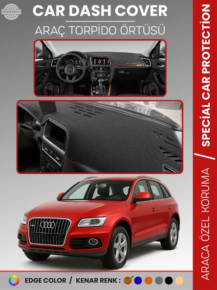 AUDİ Q5 (2008-2017) Torpido Örtüsü Ön Göğüs Koruma Torpido Koruma Araca Özel Kaymaz Kolay Montaj ürün görseli 1