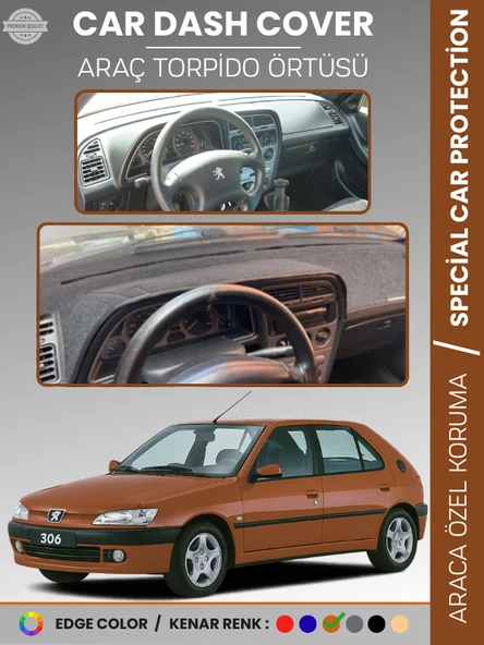 PEUGEOT 306 (1997-2002) Torpido Örtüsü Ön Göğüs Koruma Torpido Koruma Birebir Uyum Kaymaz Özel Kesim ürün görseli 1