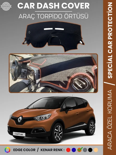 RENAULT CAPTUR 1 (2013-2019) Torpido Örtüsü Ön Göğüs Koruma Torpido Koruma Araca Özel Tam Uyum ürün görseli 1