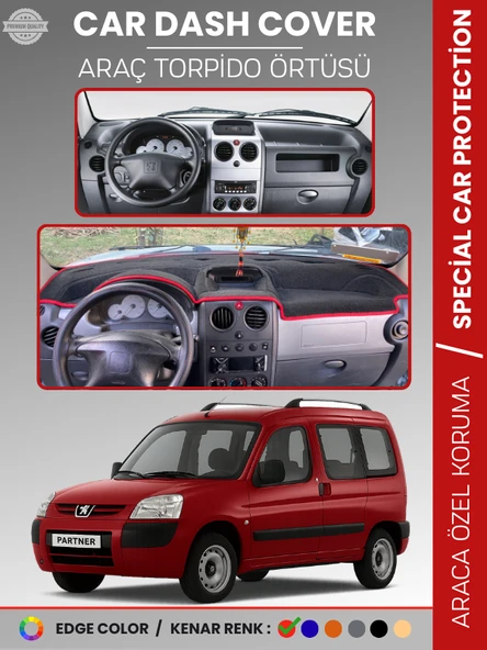 PEUGEOT PARTNER (2002-2008) Torpido Örtüsü Panel Koruma Torpido Koruma Tam Uyum Kaymaz Özel Kesim ürün görseli 1