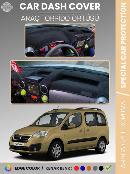 Peugeot PARTNER (2015-2020) Torpido Örtüsü Panel Koruma Torpido Koruma Tam Uyum Kaymaz Özel Kesim ürün görseli 1