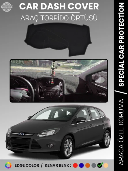 FORD FOCUS 3 (2011-2016) Torpido Örtüsü Ön Göğüs Torpido Koruma Tam Uyum Kaymaz Kolay Montaj ürün görseli 1