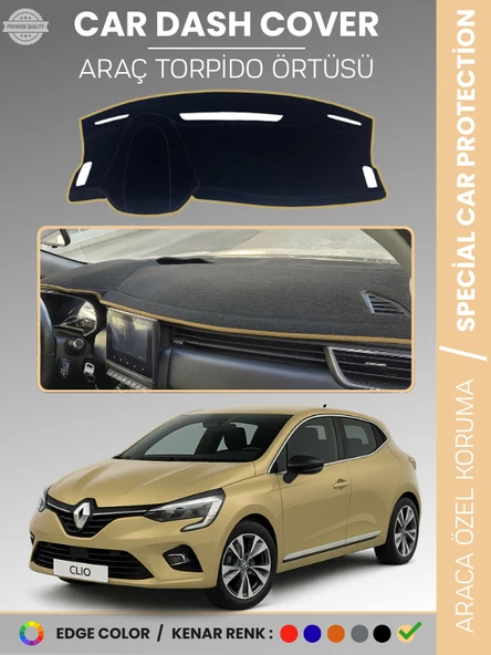 RENAULT CLİO 5 (2019-2023) Torpido Örtüsü Ön Göğüs Koruma Torpido Koruma Birebir Uyum Kaymaz ürün görseli 1