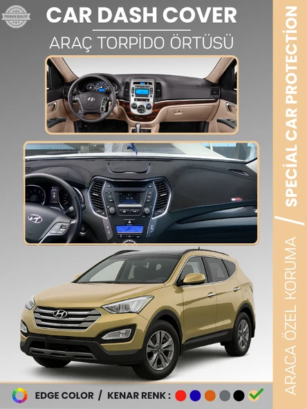 HYUNDAİ SANTAFE (2012-2017) Torpido Örtüsü Ön Göğüs Tam Uyum Çatlamayı Önler Kaymaz Kolay Montaj ürün görseli 1