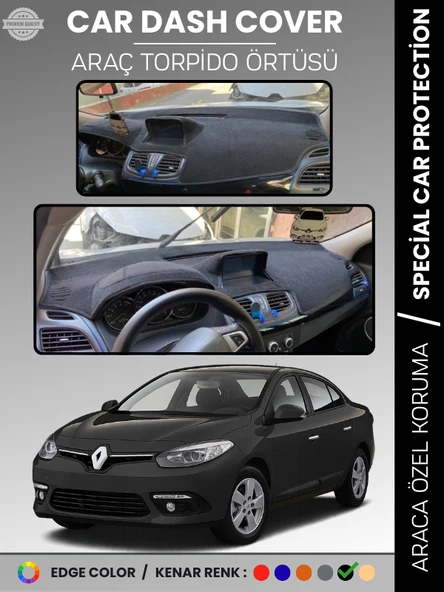 RENAULT FLUENCE NAVİGASYONLU BÜYÜK EKRANLI (2013-2016) Torpido Örtüsü Panel Torpido Koruma Tam Uyum ürün görseli 1