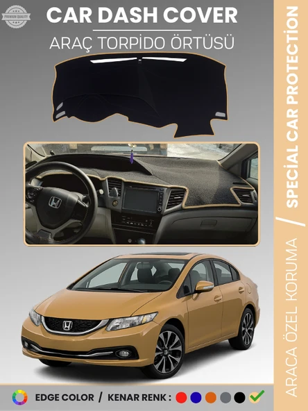 HONDA CIVIC FB7 (2011-2015) Torpido Örtüsü Torpido Koruma Tam Uyum Çatlamayı Önler Kolay Montaj ürün görseli 1
