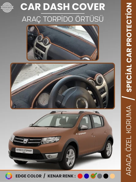 DACIA SANDERO STEPWAY (2010-2015) Torpido Örtüsü Ön Göğüs Koruma  Tam Uyum Kaymaz Kolay Montaj ürün görseli 1