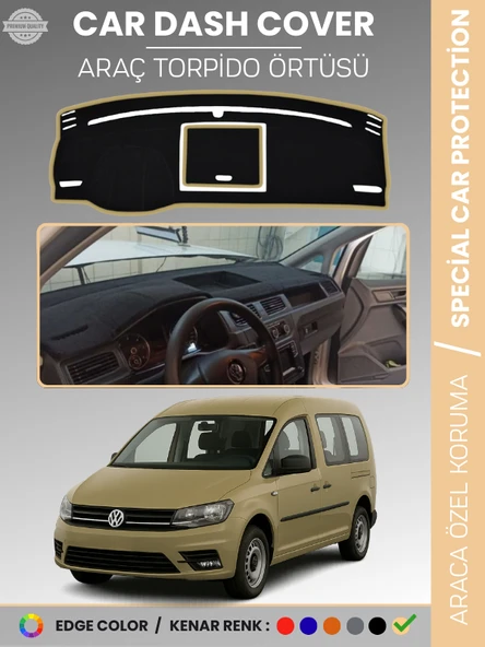 VOLKSWAGEN CADDY (2015-2021) Torpido Örtüsü Ön Göğüs Koruma Torpido Koruma Tam Uyum Çatlamayı Önler ürün görseli 1
