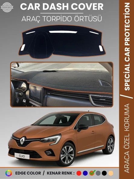 RENAULT CLİO 5 (2019-2023) Torpido Örtüsü Ön Göğüs Koruma Torpido Koruma Birebir Uyum Kaymaz ürün görseli 1