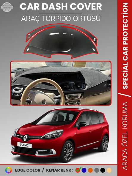 RENAULT SCENIC 3 (2009-2016) Torpido Örtüsü Ön Göğüs Koruma Torpido Koruma Tam Uyum Çatlamayı Önler ürün görseli 1